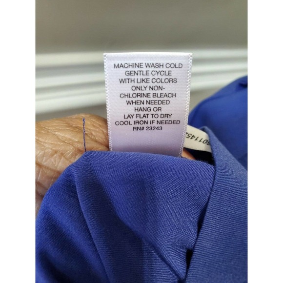 Newyork Co. Women's Solid Blue Polyester V-Neck Sleeveless Knee Length Dress 6 - Picture 10 of 12